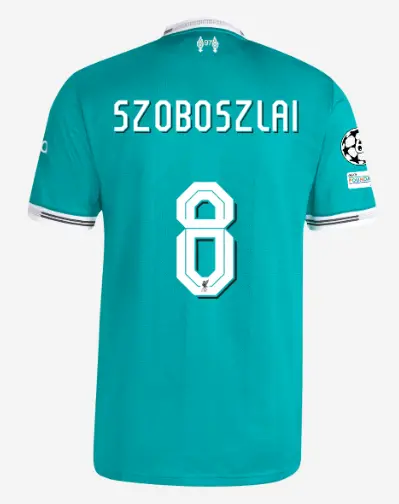 Liverpool Football Kits Shop - LFC adidas Mens 25/26 Authentic Third Short Sleeve Jersey – 8 – Dominik Szoboszlai – UEFA Champions League Official Liverpool Third Kits & Football Shirts