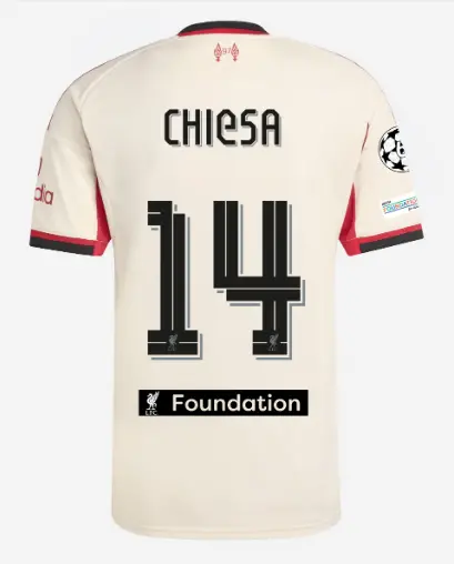 Liverpool Football Kits Shop - LFC adidas Mens 25/26 Away Jersey – 14 – Federico Chiesa – LFC Foundation Patch Official Liverpool Third Kits & Football Shirts