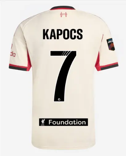 Liverpool Football Kits Shop - LFC adidas Mens 25/26 Away Jersey – 7 – Cornelia Kapocs – LFC Foundation Patch Official Liverpool Third Kits & Football Shirts