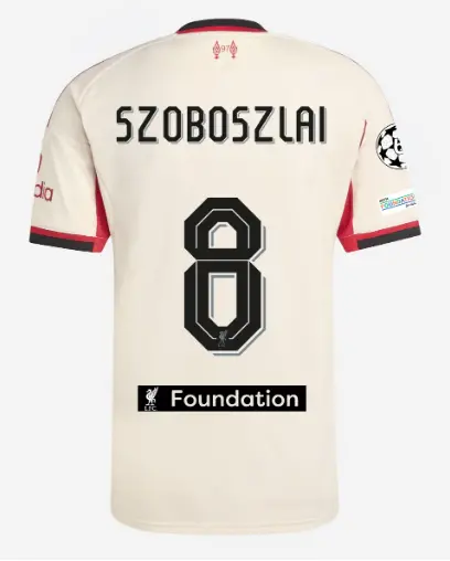 Liverpool Football Kits Shop - LFC adidas Mens 25/26 Away Jersey – 8 – Dominik Szoboszlai – LFC Foundation Patch Official Liverpool Third Kits & Football Shirts