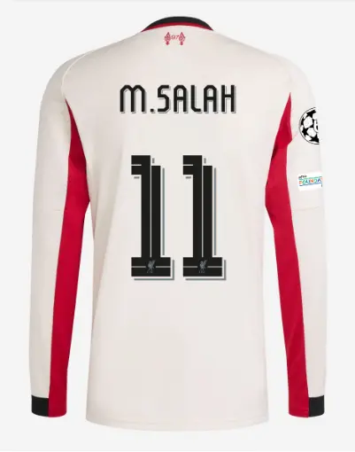 Liverpool Football Kits Shop - LFC adidas Mens 25/26 Away Long Sleeve Jersey – 11 – Mohamed Salah – UEFA Champions League Official Liverpool Third Kits & Football Shirts