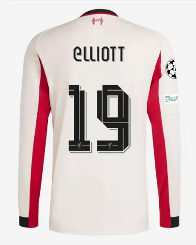 Liverpool Football Kits Shop - LFC adidas Mens 25/26 Away Long Sleeve Jersey – 19 – Harvey Elliott – UEFA Champions League Official Liverpool Third Kits & Football Shirts