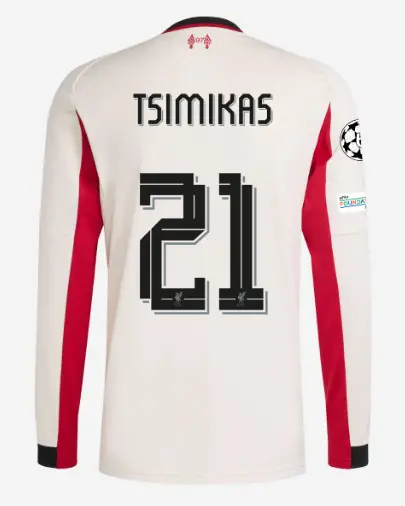 Liverpool Football Kits Shop - LFC adidas Mens 25/26 Away Long Sleeve Jersey – 21 – Kostas Tsimikas – UEFA Champions League Official Liverpool Third Kits & Football Shirts
