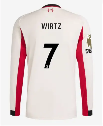 Liverpool Football Kits Shop - LFC adidas Mens 25/26 Away Long Sleeve Jersey – 7 – Florian Wirtz – Premier League Official Liverpool Third Kits & Football Shirts