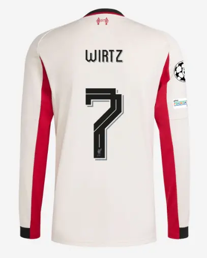 Liverpool Football Kits Shop - LFC adidas Mens 25/26 Away Long Sleeve Jersey – 7 – Florian Wirtz – UEFA Champions League Official Liverpool Third Kits & Football Shirts