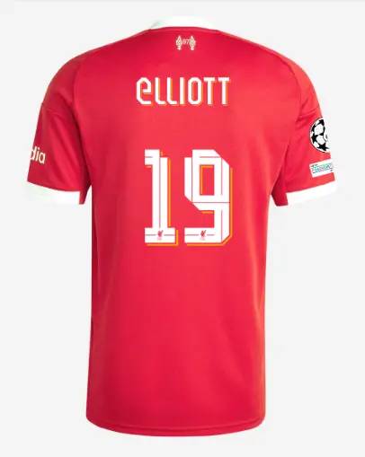 Liverpool Football Kits Shop - LFC adidas Mens 25/26 Home Jersey – 19 – Harvey Elliott – UEFA Champions League Official Liverpool Third Kits & Football Shirts