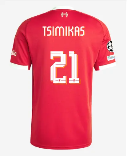 Liverpool Football Kits Shop - LFC adidas Mens 25/26 Home Jersey – 21 – Kostas Tsimikas – UEFA Champions League Official Liverpool Third Kits & Football Shirts