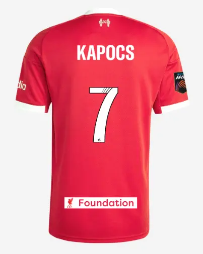 Liverpool Football Kits Shop - LFC adidas Mens 25/26 Home Jersey – 7 – Cornelia Kapocs – LFC Foundation Patch Official Liverpool Third Kits & Football Shirts