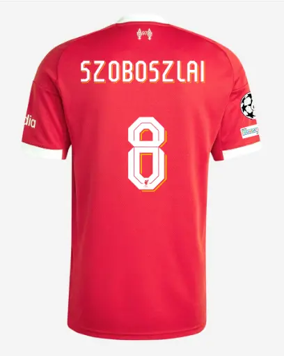 Liverpool Football Kits Shop - LFC adidas Mens 25/26 Home Jersey – 8 – Dominik Szoboszlai – UEFA Champions League Official Liverpool Third Kits & Football Shirts