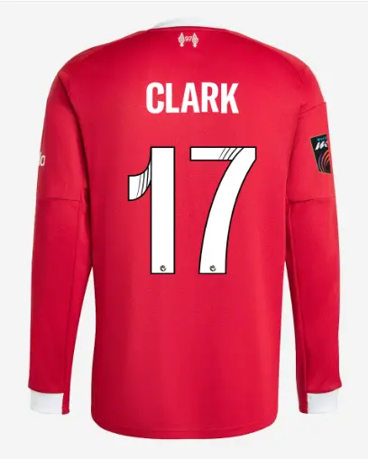 Liverpool Football Kits Shop - LFC adidas Mens 25/26 Home Long Sleeve Jersey – 17 – Jenna Clark – Womens Super League Official Liverpool Third Kits & Football Shirts