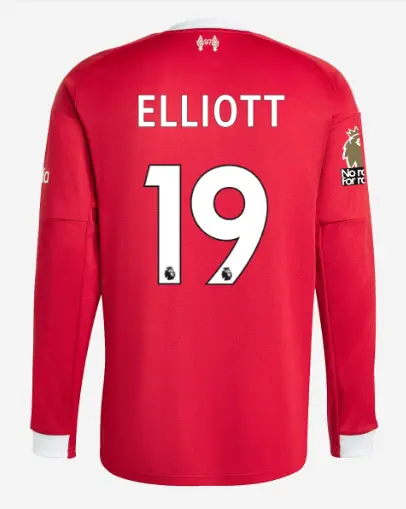 Liverpool Football Kits Shop - LFC adidas Mens 25/26 Home Long Sleeve Jersey – 19 – Harvey Elliott – Premier League Official Liverpool Third Kits & Football Shirts