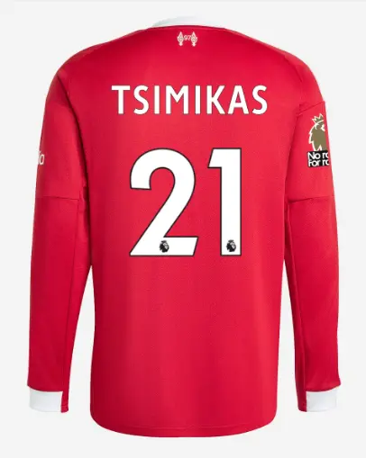 Liverpool Football Kits Shop - LFC adidas Mens 25/26 Home Long Sleeve Jersey – 21 – Kostas Tsimikas – Premier League Official Liverpool Third Kits & Football Shirts