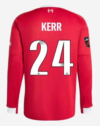 Liverpool Football Kits Shop - LFC adidas Mens 25/26 Home Long Sleeve Jersey – 24 – Sam Kerr – Womens Super League Official Liverpool Third Kits & Football Shirts