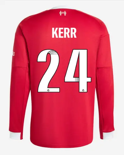 Liverpool Football Kits Shop - LFC adidas Mens 25/26 Home Long Sleeve Jersey – 24 – Sam Kerr Official Liverpool Third Kits & Football Shirts