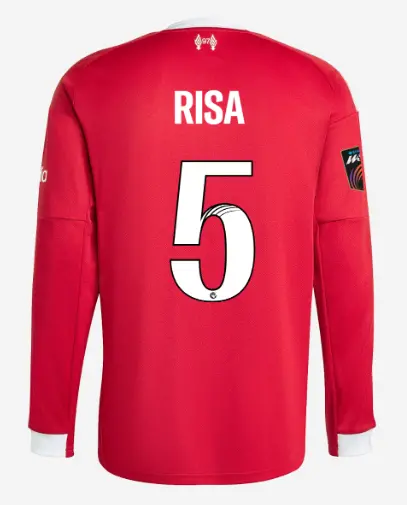 Liverpool Football Kits Shop - LFC adidas Mens 25/26 Home Long Sleeve Jersey – 5 – Risa Shimizu – Womens Super League Official Liverpool Third Kits & Football Shirts