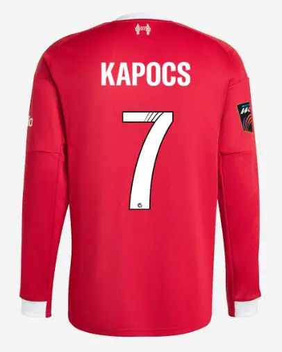 Liverpool Football Kits Shop - LFC adidas Mens 25/26 Home Long Sleeve Jersey – 7 – Cornelia Kapocs – Womens Super League Official Liverpool Third Kits & Football Shirts
