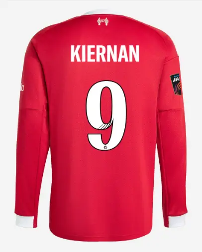 Liverpool Football Kits Shop - LFC adidas Mens 25/26 Home Long Sleeve Jersey – 9 – Leanne Kiernan – Womens Super League Official Liverpool Third Kits & Football Shirts