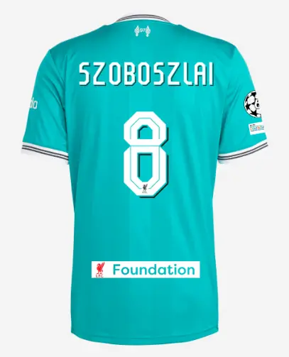 Liverpool Football Kits Shop - LFC adidas Mens 25/26 Third Short Sleeve Jersey – 8 – Dominik Szoboszlai – LFC Foundation Patch Official Liverpool Third Kits & Football Shirts