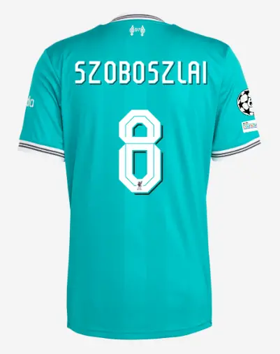 Liverpool Football Kits Shop - LFC adidas Mens 25/26 Third Short Sleeve Jersey – 8 – Dominik Szoboszlai – UEFA Champions League Official Liverpool Third Kits & Football Shirts