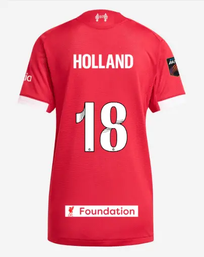 Liverpool Football Kits Shop - LFC adidas Womens 25/26 Authentic Home Jersey – 18 – Ceri Holland – LFC Foundation Patch Official Liverpool Third Kits & Football Shirts