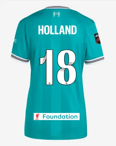 Liverpool Football Kits Shop - LFC adidas Womens 25/26 Third Short Sleeve Jersey – 18 – Ceri Holland – LFC Foundation Patch Official Liverpool Third Kits & Football Shirts