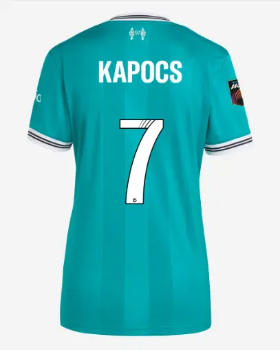 Liverpool Football Kits Shop - LFC adidas Womens 25/26 Third Short Sleeve Jersey – 7 – Cornelia Kapocs – Womens Super League Official Liverpool Third Kits & Football Shirts