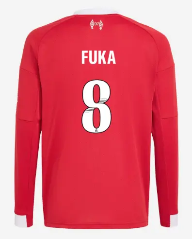 Liverpool Football Kits Shop - LFC adidas Youth 25/26 Home Long Sleeve Jersey – 8 – Fuka Nagano Official Liverpool Third Kits & Football Shirts