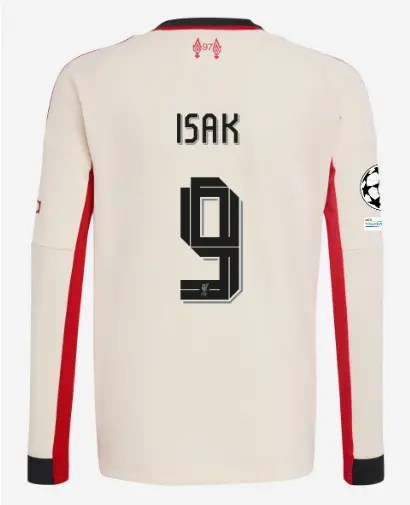 Liverpool Football Kits Shop - LFC adidas Youth Away Long Sleeve Jersey – 9 – Alexander Isak – UEFA Champions League Official Liverpool Third Kits & Football Shirts