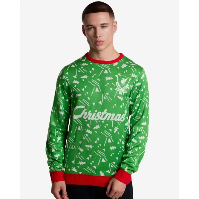 Liverpool Football Kits Shop - LFC Adults Retro Christmas Jumper Green Official Liverpool Third Kits & Football Shirts