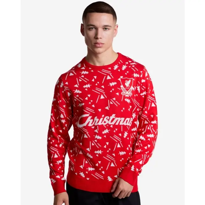 Liverpool Football Kits Shop - LFC Adults Retro Christmas Jumper Red Official Liverpool Third Kits & Football Shirts