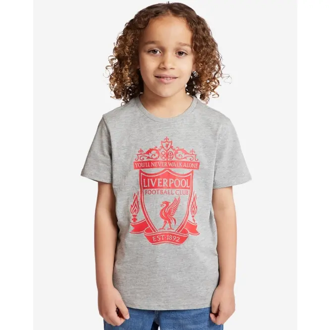 Liverpool Football Kits Shop - LFC Junior Crest Tee Grey Marl Official Liverpool Third Kits & Football Shirts