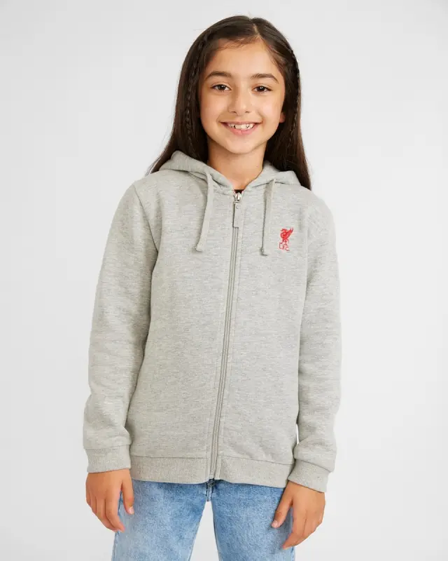 Liverpool Football Kits Shop - LFC Junior Grey Zip Through Hoody Official Liverpool Third Kits & Football Shirts