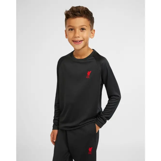 Liverpool Football Kits Shop - LFC Junior Long Sleeve Raglan Tee Black Official Liverpool Third Kits & Football Shirts