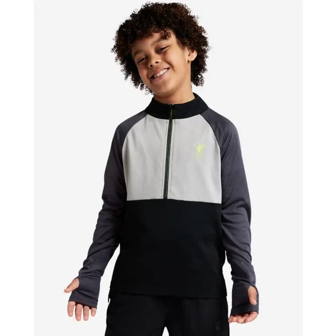 Liverpool Football Kits Shop - LFC Juniors 1/2 Zip Top Black & Grey Official Liverpool Third Kits & Football Shirts