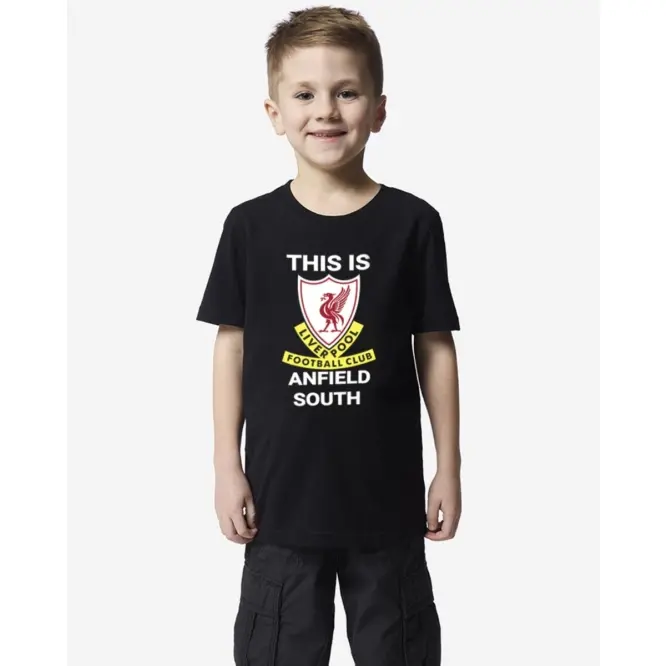 Liverpool Football Kits Shop - LFC Juniors This Is Anfield South Tee Black Official Liverpool Third Kits & Football Shirts