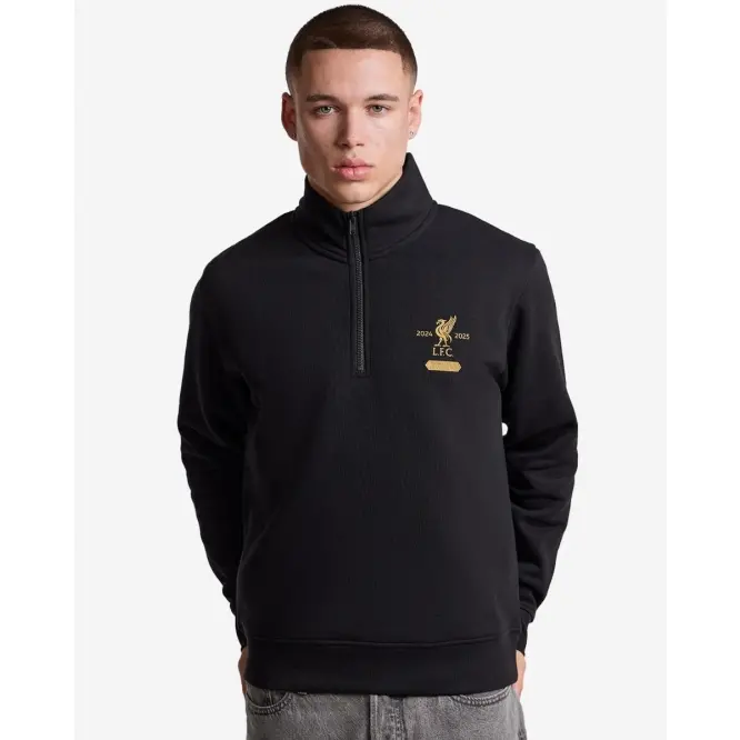 Liverpool Football Kits Shop - LFC Mens Champions 1/4 Zip Sweater Black Official Liverpool Third Kits & Football Shirts