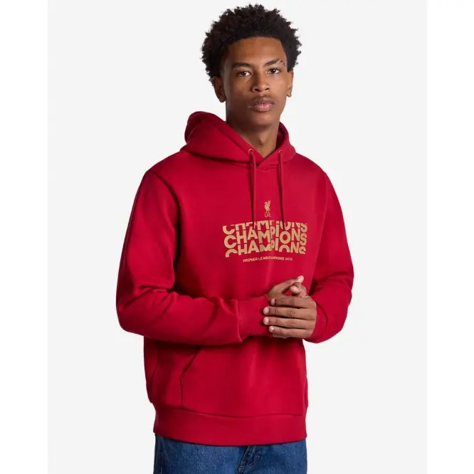 Liverpool Football Kits Shop - LFC Mens Champions Text Hoody Red Official Liverpool Third Kits & Football Shirts
