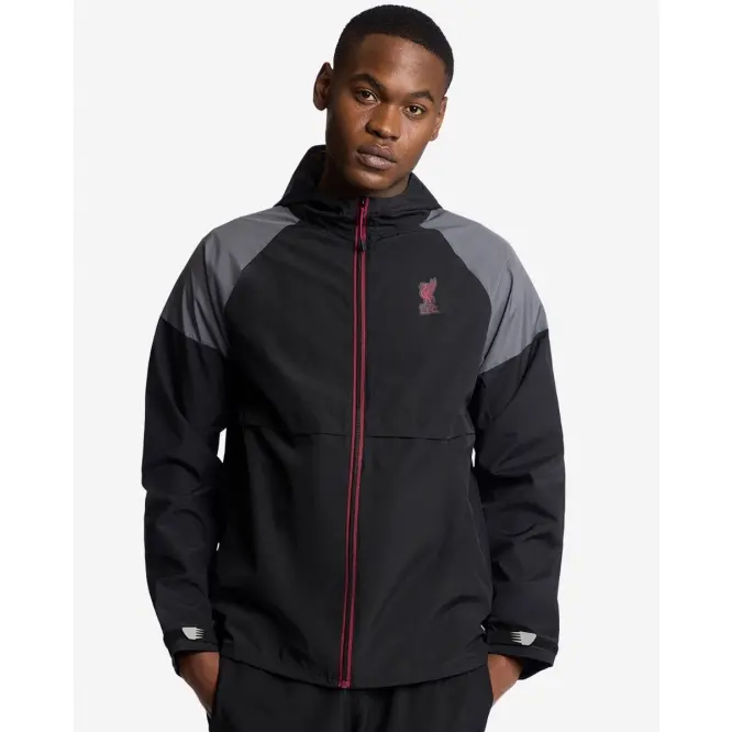 Liverpool Football Kits Shop - LFC Mens Funnel Windcheater Black Official Liverpool Third Kits & Football Shirts