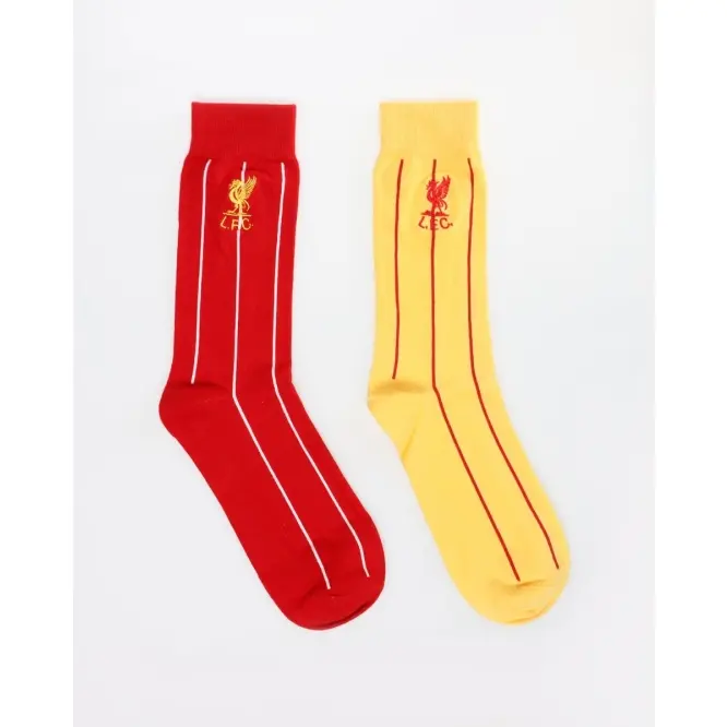 Liverpool Football Kits Shop - LFC Mens Heritage 82 2 Pack Socks Red/Yellow Official Liverpool Third Kits & Football Shirts