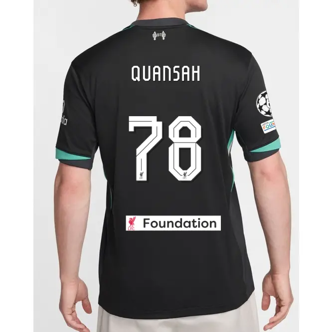 Liverpool Football Kits Shop - LFC Nike Mens 24/25 Away Stadium Jersey – 78 – Jarell Quansah – UEFA Champions League and LFC Foundation Official Liverpool Third Kits & Football Shirts