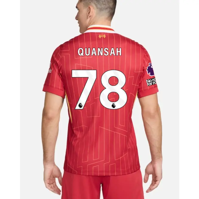Liverpool Football Kits Shop - LFC Nike Mens 24/25 Home Stadium Jersey – 78 – Jarell Quansah – Premier League Patch and No Room For Racism Patch Official Liverpool Third Kits & Football Shirts
