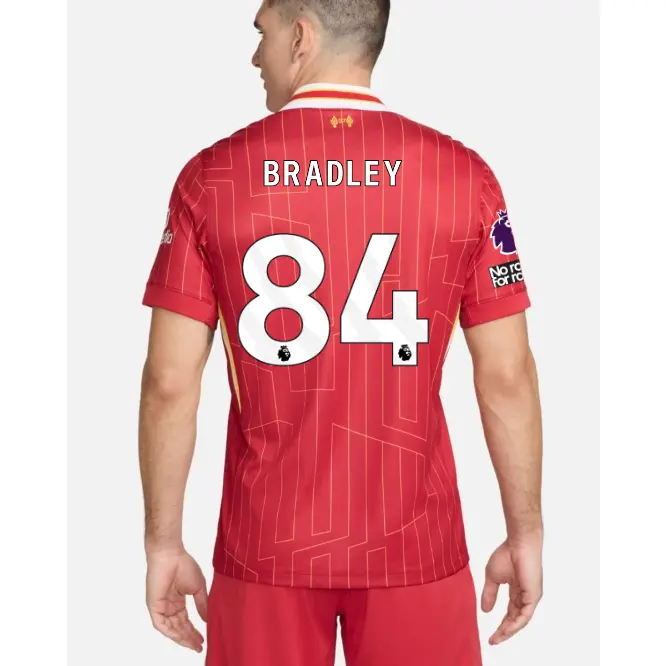 Liverpool Football Kits Shop - LFC Nike Mens 24/25 Home Stadium Jersey – 84 – Conor Bradley – Premier League Patch and No Room For Racism Patch Official Liverpool Third Kits & Football Shirts