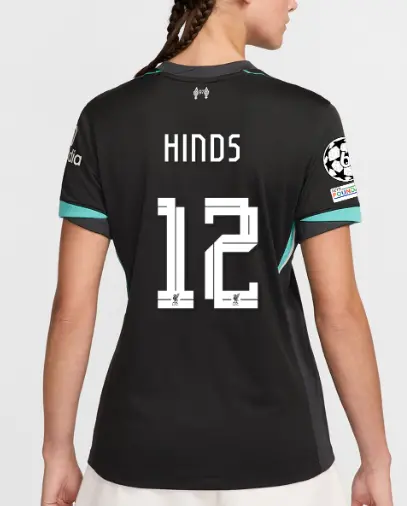 Liverpool Football Kits Shop - LFC Nike Womens 24/25 Away Stadium Jersey – 12 – Taylor Hinds – UEFA Champions League Official Liverpool Third Kits & Football Shirts