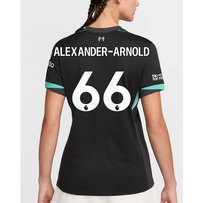 Liverpool Football Kits Shop - LFC Nike Womens 24/25 Away Stadium Jersey – 66 – Trent Alexander-Arnold – No Room For Racism Patch Official Liverpool Third Kits & Football Shirts