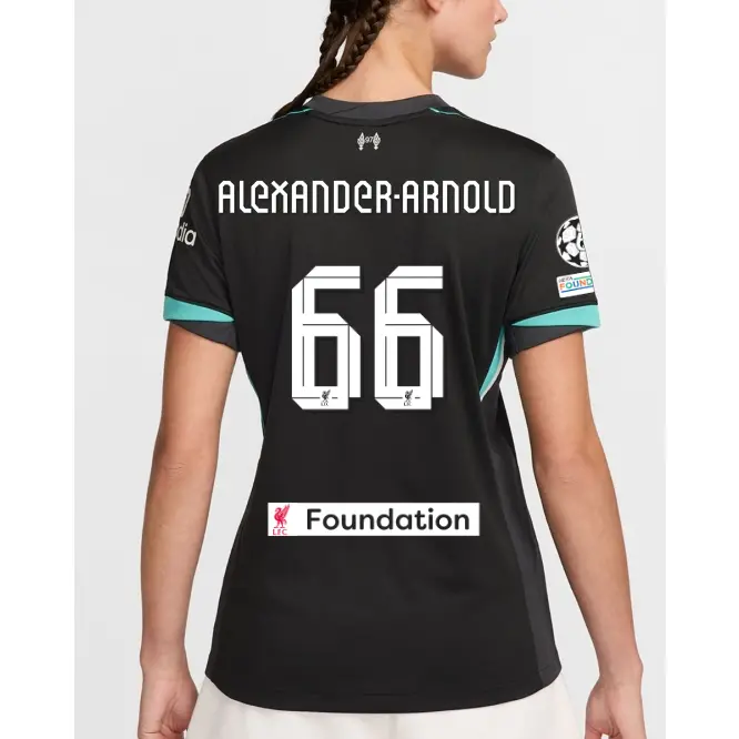 Liverpool Football Kits Shop - LFC Nike Womens 24/25 Away Stadium Jersey – 66 – Trent Alexander-Arnold – UEFA Champions League and LFC Foundation Official Liverpool Third Kits & Football Shirts