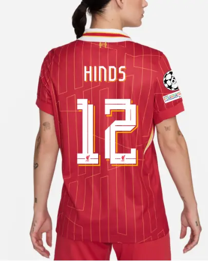 Liverpool Football Kits Shop - LFC Nike Womens 24/25 Home Stadium Jersey – 12 – Taylor Hinds – UEFA Champions League Official Liverpool Third Kits & Football Shirts