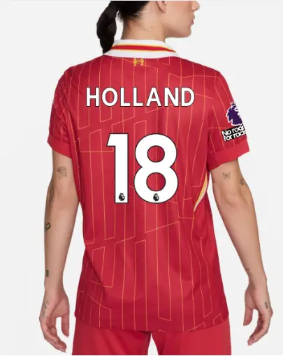 Liverpool Football Kits Shop - LFC Nike Womens 24/25 Home Stadium Jersey – 18 – Ceri Holland – Premier League Patch and No Room For Racism Patch Official Liverpool Third Kits & Football Shirts