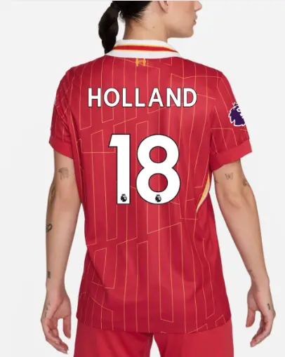 Liverpool Football Kits Shop - LFC Nike Womens 24/25 Home Stadium Jersey – 18 – Ceri Holland – Premier League Patch Official Liverpool Third Kits & Football Shirts