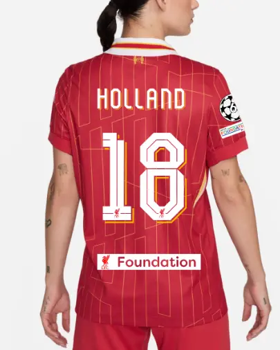 Liverpool Football Kits Shop - LFC Nike Womens 24/25 Home Stadium Jersey – 18 – Ceri Holland – UEFA Champions League and LFC Foundation Official Liverpool Third Kits & Football Shirts