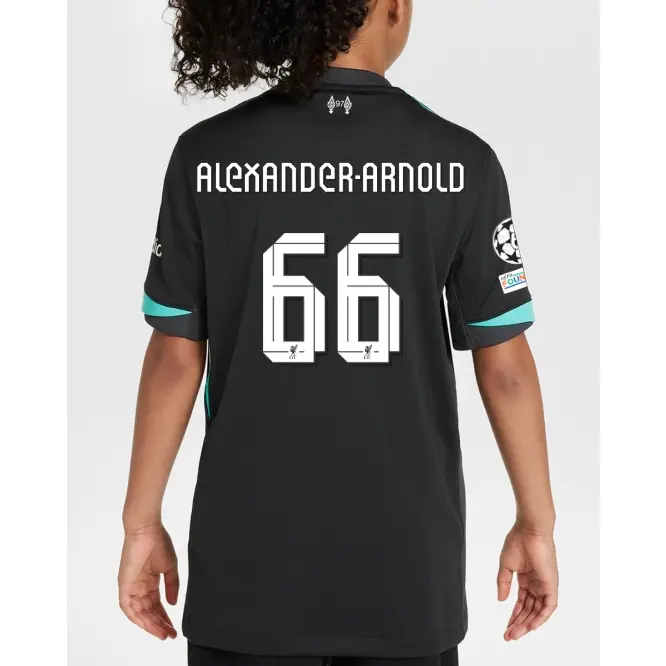 Liverpool Football Kits Shop - LFC Nike Youth 24/25 Away Stadium Jersey – 66 – Trent Alexander-Arnold – UEFA Champions League Official Liverpool Third Kits & Football Shirts